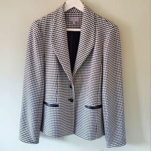 NWOT LAURA 12 Old Money Houndstooth Classic Academia Double Breasted Blazer